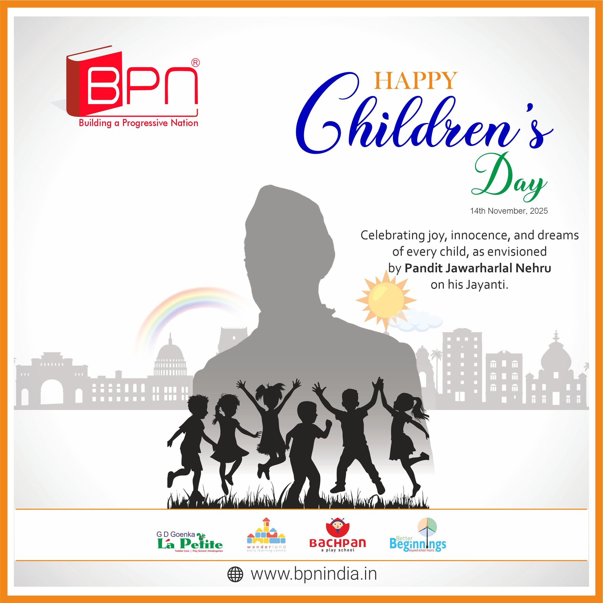 🌈✨ Happy Children’s Day! ✨🌈
Today we celebrate the purest smiles, the loudest laughs, and the most beautiful hearts 💕
May every child always stay curious, joyful, and full of dreams — because they are the real magic of this world 🌟

#ChildrensDay #HappyChildrensDay #LittleDreamers #PureHearts #InnocenceAndJoy #CelebrateChildhood #BPNIndia