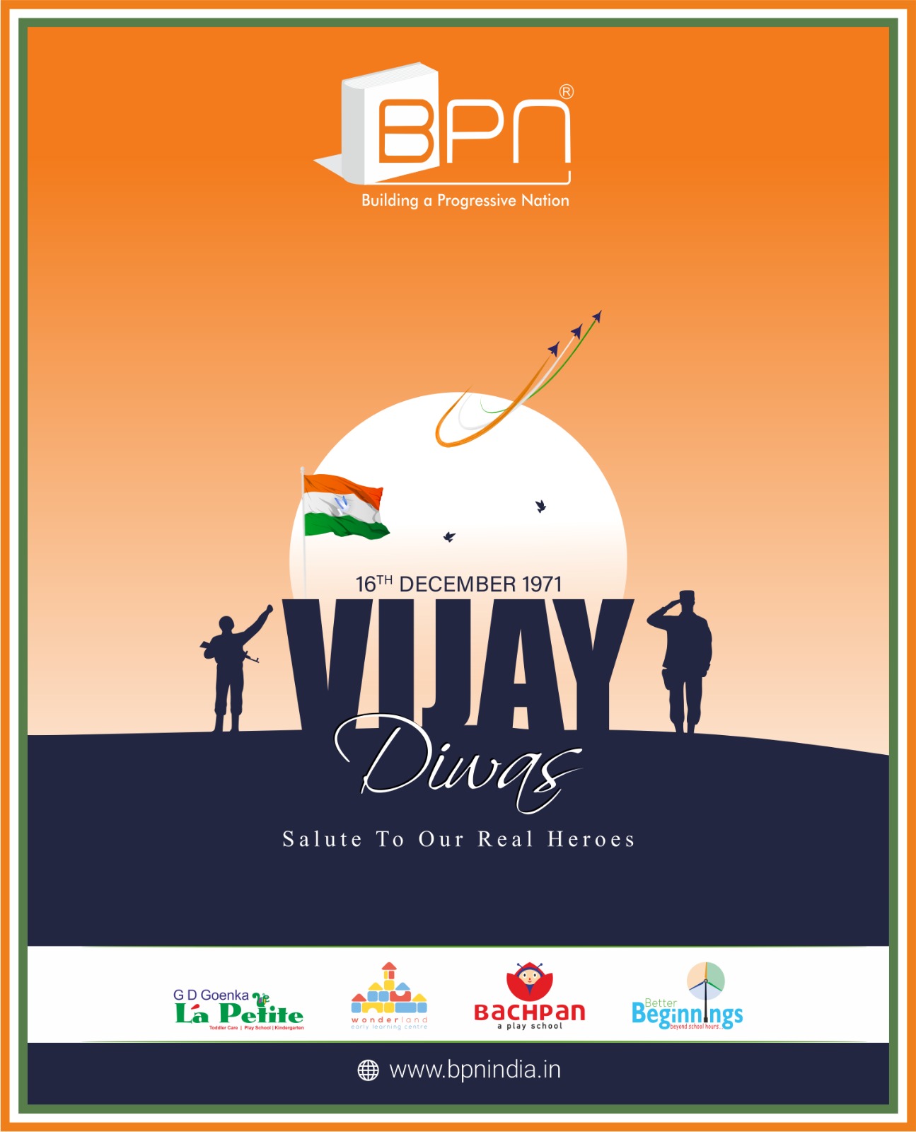 On Vijay Diwas, we salute the courage, sacrifice, and unwavering spirit of our brave soldiers. Their valour protects our today and inspires our tomorrow. ✨
Jai Hind!

#VijayDiwas #IndianArmy #Martyrs #ProudIndia #NationFirst #BraveHearts #SaluteToSoldiers #IndiaForever #Respect #bpnindia