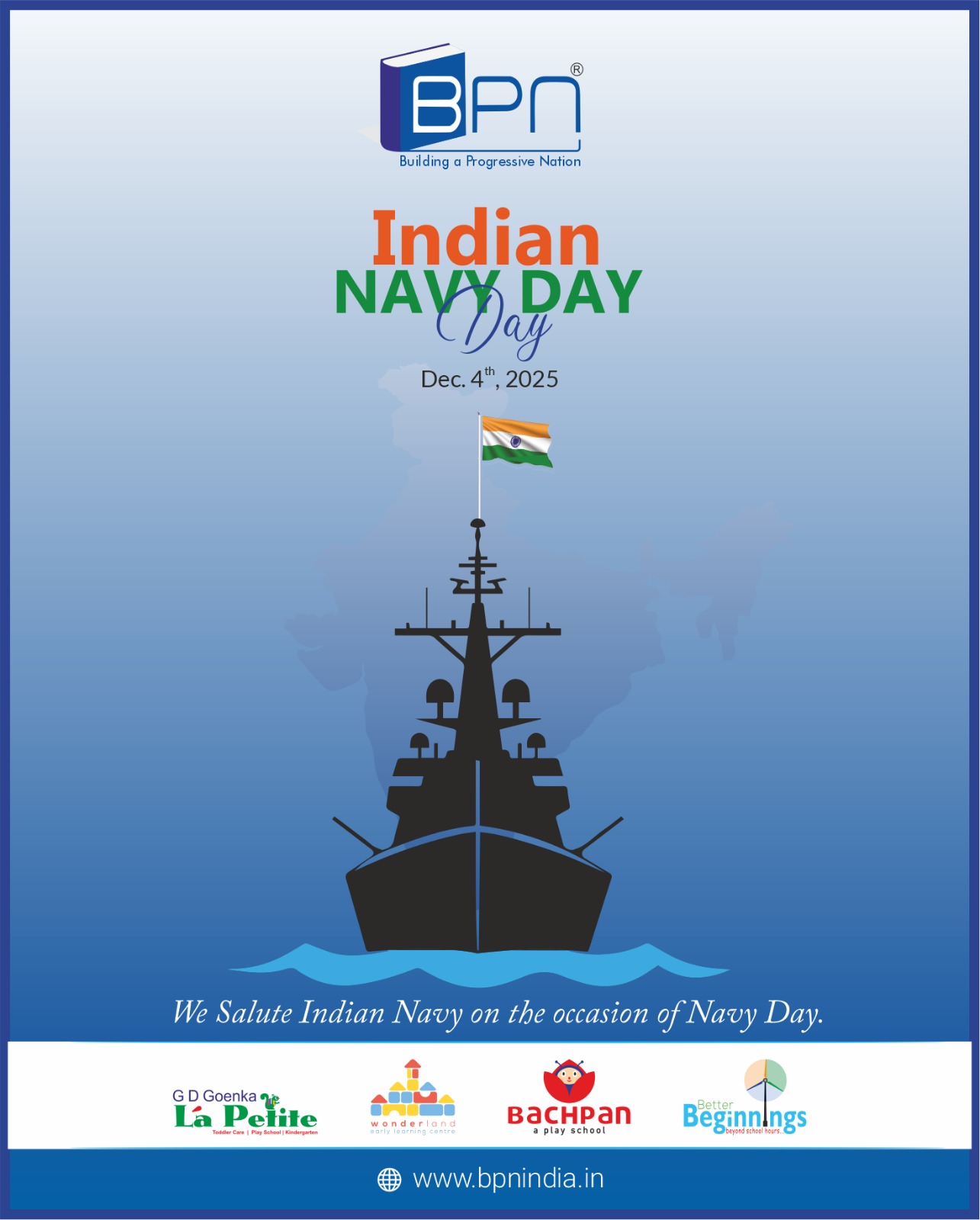 Saluting the courage, commitment, and unwavering spirit of our Indian Navy. Protecting our seas, securing our nation. 🇮🇳⚓
Happy Indian Navy Day!
#IndianNavyDay #IndianNavy #NavyDay #ProudIndian #SaluteToTheForces #JaiHind #BPNIndia
