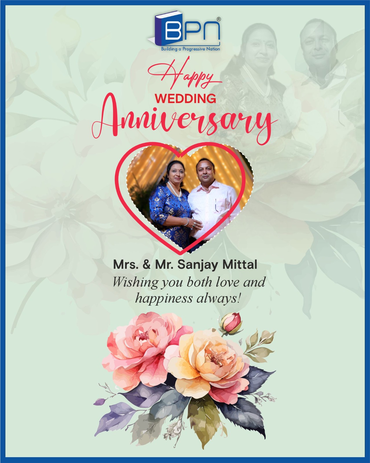 Happy Marriage Anniversary to our dear Sir & Ma’am! 💐 May your life together always be filled with love, happiness, and beautiful memories. Wishing you many more wonderful years ahead. ❤️
#AnniversaryWishes #TogetherForever #BPNIndia