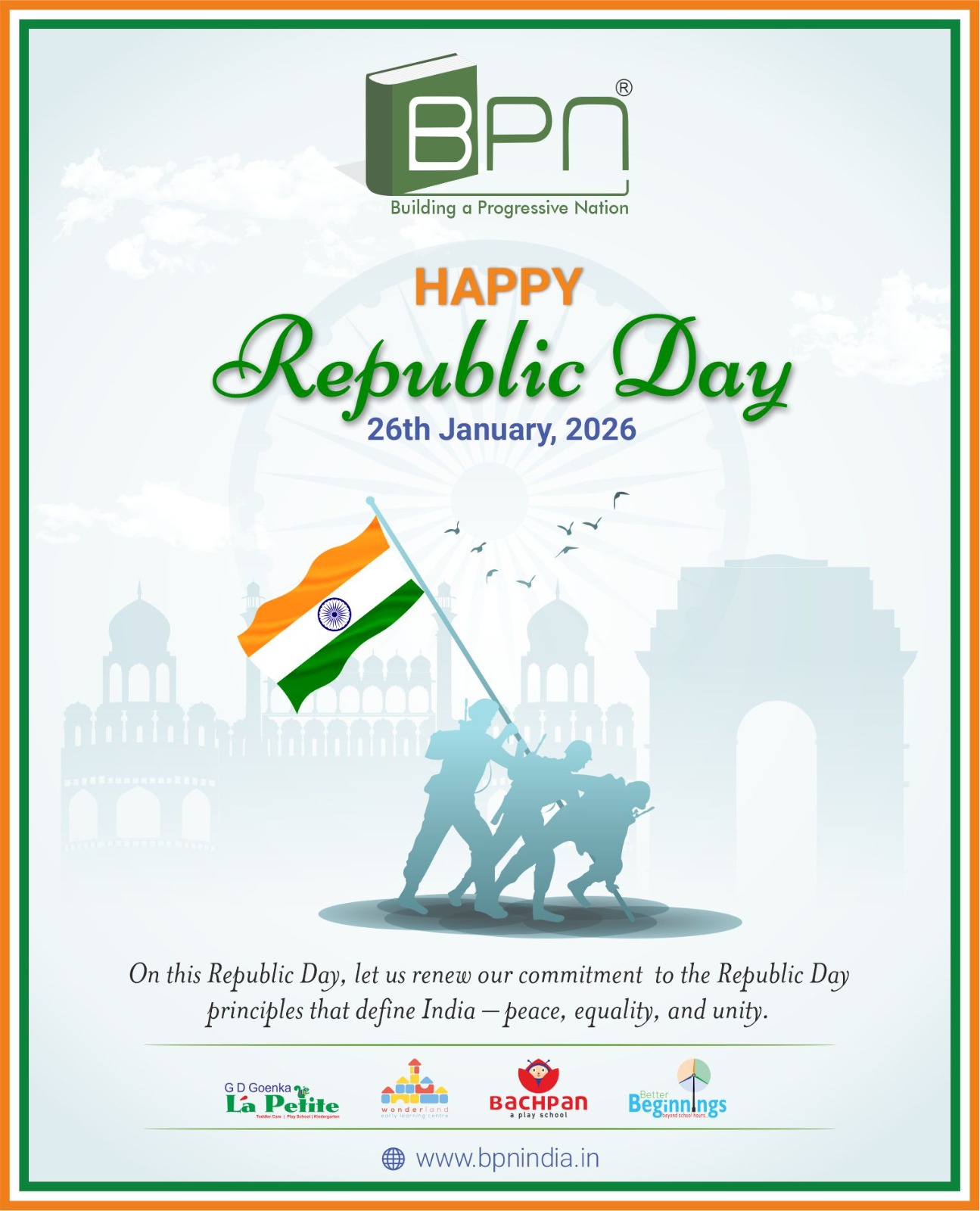 Freedom in our minds, faith in our hearts, and pride in our nation ๐ฎ๐ณ
Celebrating the spirit of Republic Day with unity and honour.
#RepublicDay #ProudIndian #JaiHind #IndianConstitution #UnityInDiversity #bpnindia
