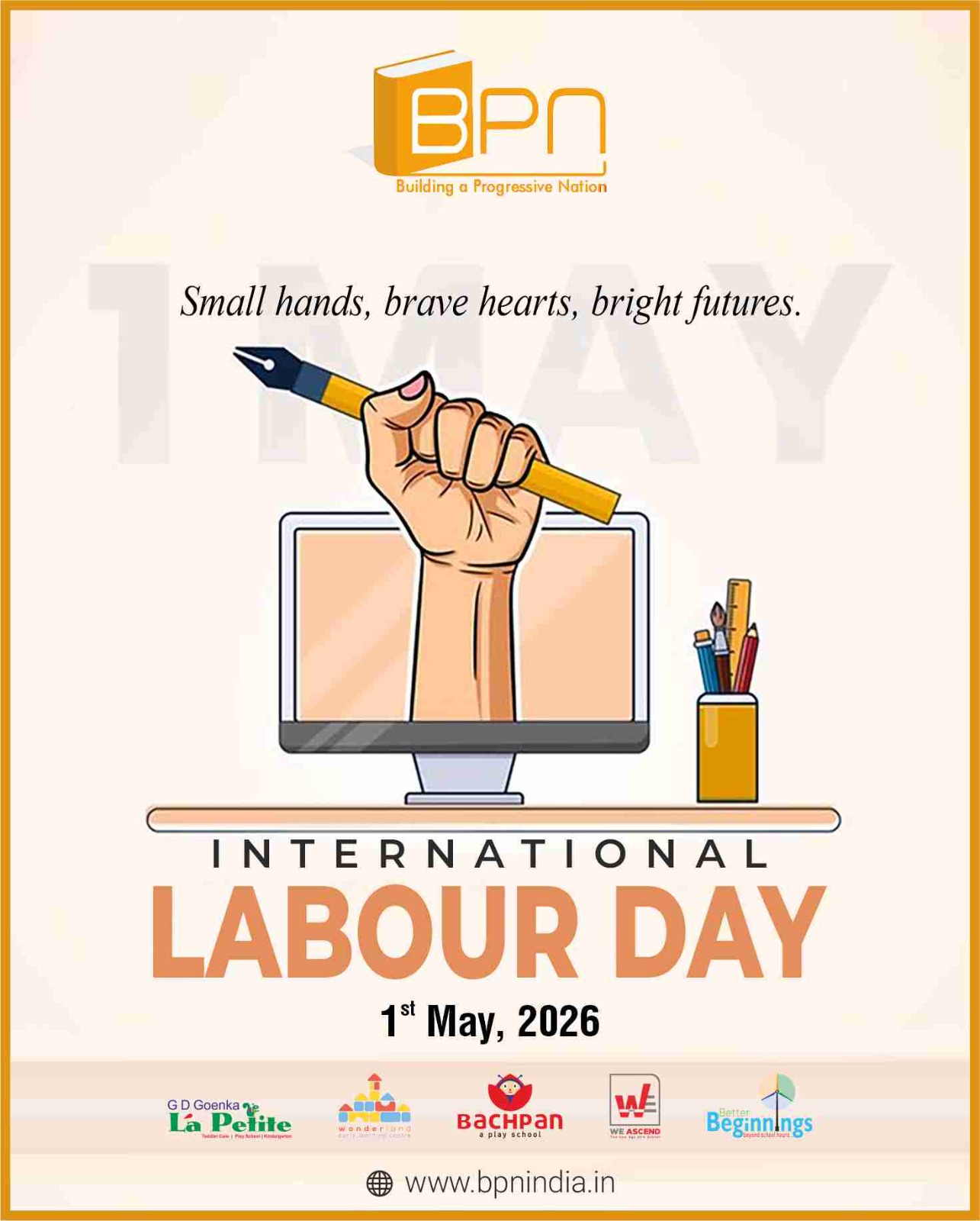 Celebrating the hands that build, the minds that create, and the hearts that never give up. 💪✨
This International Labour Day, we honour every worker who shapes our world with dedication and passion.
#InternationalLabourDay #LabourDay2026 #WorkersDay #RespectWorkers #BPNIndia #HardWorkPaysOff #Gratitude #NationBuilders #Workforce #IndiaRising