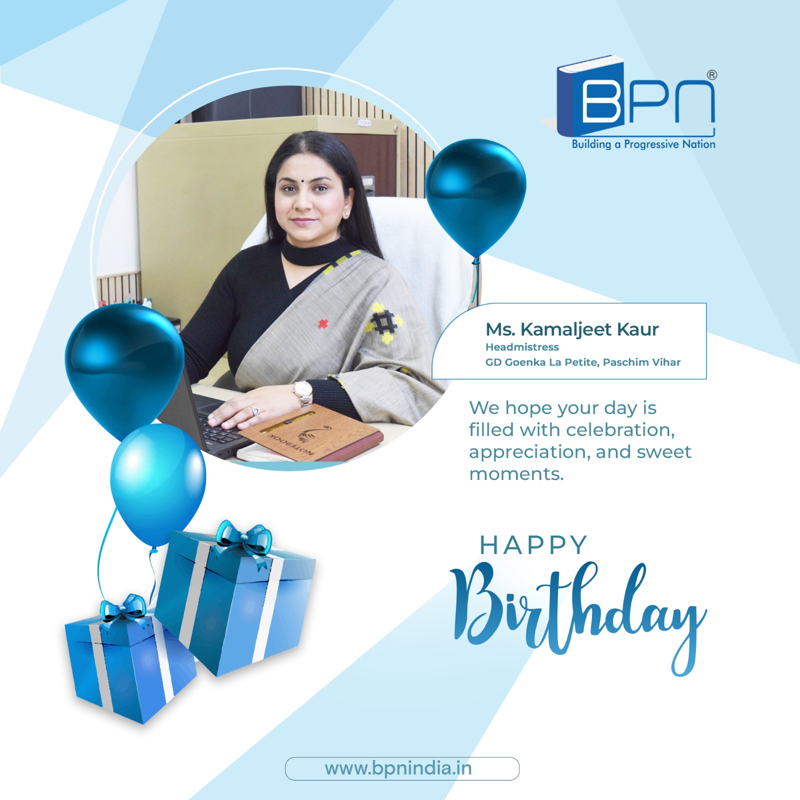 Happy Birthday, Ms. Kamaljeet Kaur! 🎉✨
Wishing you a day full of smiles, laughter, and beautiful memories that last a lifetime. May this year bring you exciting adventures, unstoppable growth, and endless reasons to celebrate! 💫💐

#HappyBirthday #JoyfulVibes #CelebrateLife #BPNIndia