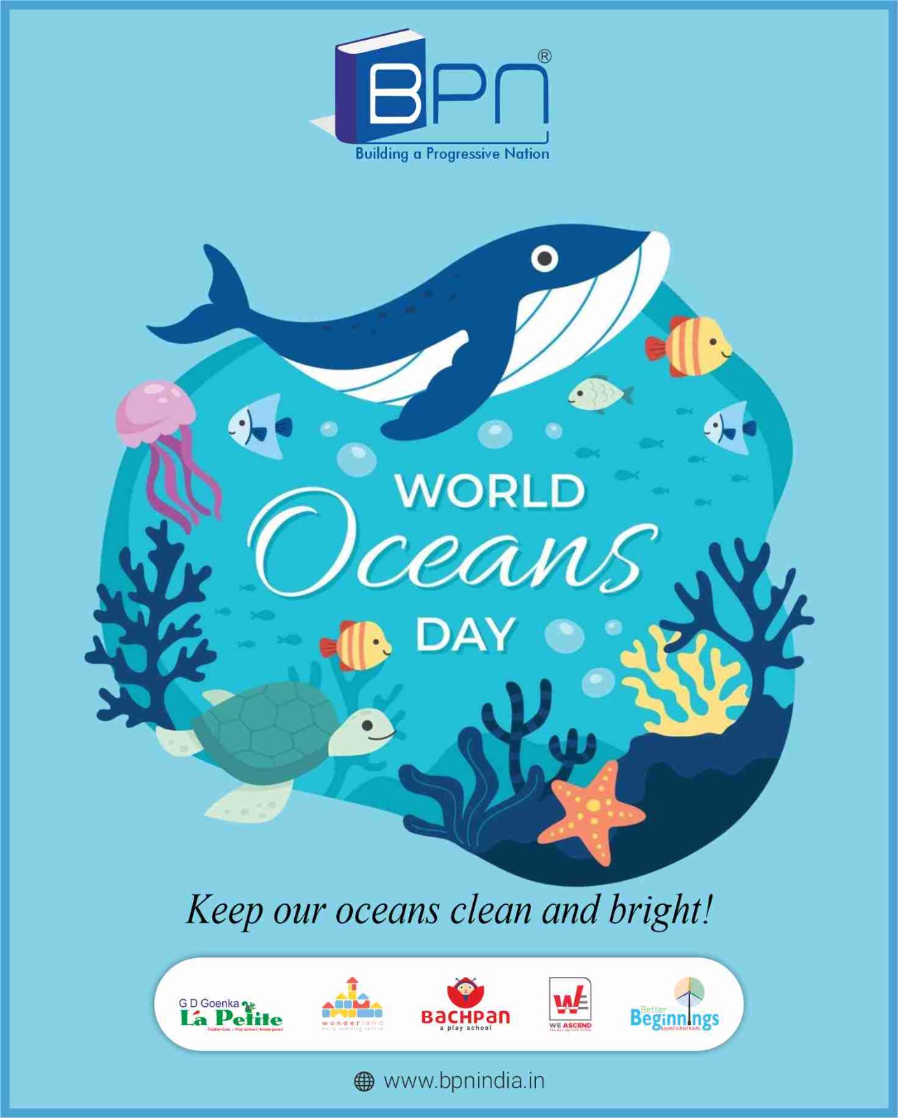 Every drop matters, every action counts.
On World Ocean Day, let’s come together to protect our oceans — the heart of our planet and home to countless lives.
Say no to plastic, conserve water, and be the change our oceans need.
#WorldOceanDay #SaveOceans #ProtectOurPlanet #OceanLove #SayNoToPlastic #GoGreen #SustainableLiving #ClimateAction #BPNIndia