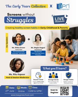 📱👨👩👧👦 Screens Without Struggles
Technology is a part of childhood—but healthy screen habits don’t develop automatically.
Join us for an insightful LIVE webinar where education leaders and parenting experts discuss how families can create a balanced relationship with screens while nurturing connection, learning, and well-being.
✨ What you’ll learn: ✔️ How to create a practical family media plan
✔️ Ways to reduce screen-time conflicts at home
✔️ Building stronger parent-child connections
✔️ Encouraging healthy habits for lifelong success
Whether you’re a parent of a preschooler or a growing child, this session will provide actionable strategies to help your family navigate the digital world with confidence.
📅 Date: 27th June
💻 Mode: Online
⏰ Time: 11:00 AM – 12:00 PM
🎟️ Register now and take the first step towards healthier digital habits.
#ScreensWithoutStruggles #bpnindia #EarlyYearsCollective #ParentingWebinar #HealthyScreenHabits