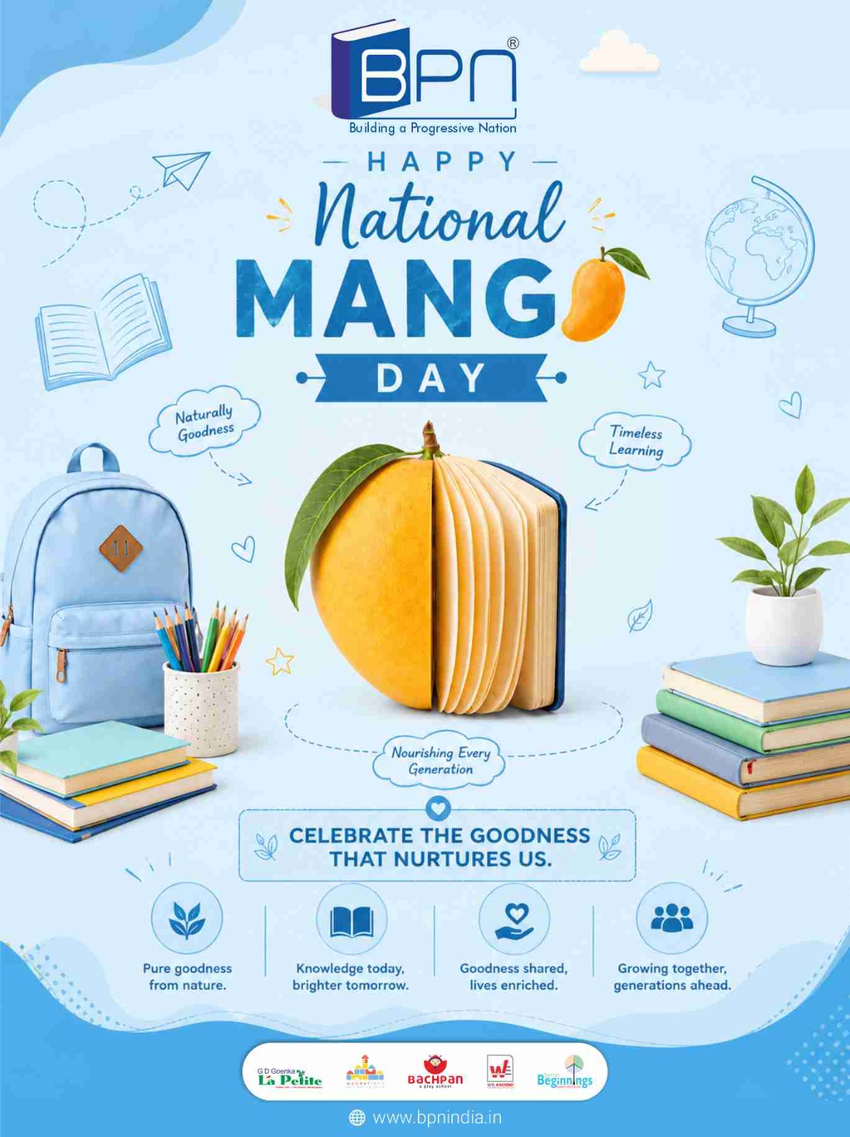 National Mango Day 🥭

Celebrate the king of fruits and the joy it brings to every season! Whether you enjoy it fresh, as a smoothie, dessert, or in your favorite recipe, today is all about savoring the delicious taste of mangoes.

Wishing you a day filled with sweetness and sunshine!

#NationalMangoDay #KingOfFruits #MangoLove #SummerFlavours #FreshAndSweet #BPNIndia