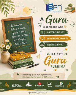 Guru Purnima

On this sacred occasion, we express our heartfelt gratitude to all the teachers, mentors, and guides who inspire us with wisdom, knowledge, and values.

A true Guru lights the path of learning and empowers us to grow with confidence and purpose.

Wishing everyone a blessed and meaningful Guru Purnima!

#GuruPurnima #HappyGuruPurnima #Teachers #Mentors #Wisdom #Learning #Gratitude #BPNIndia