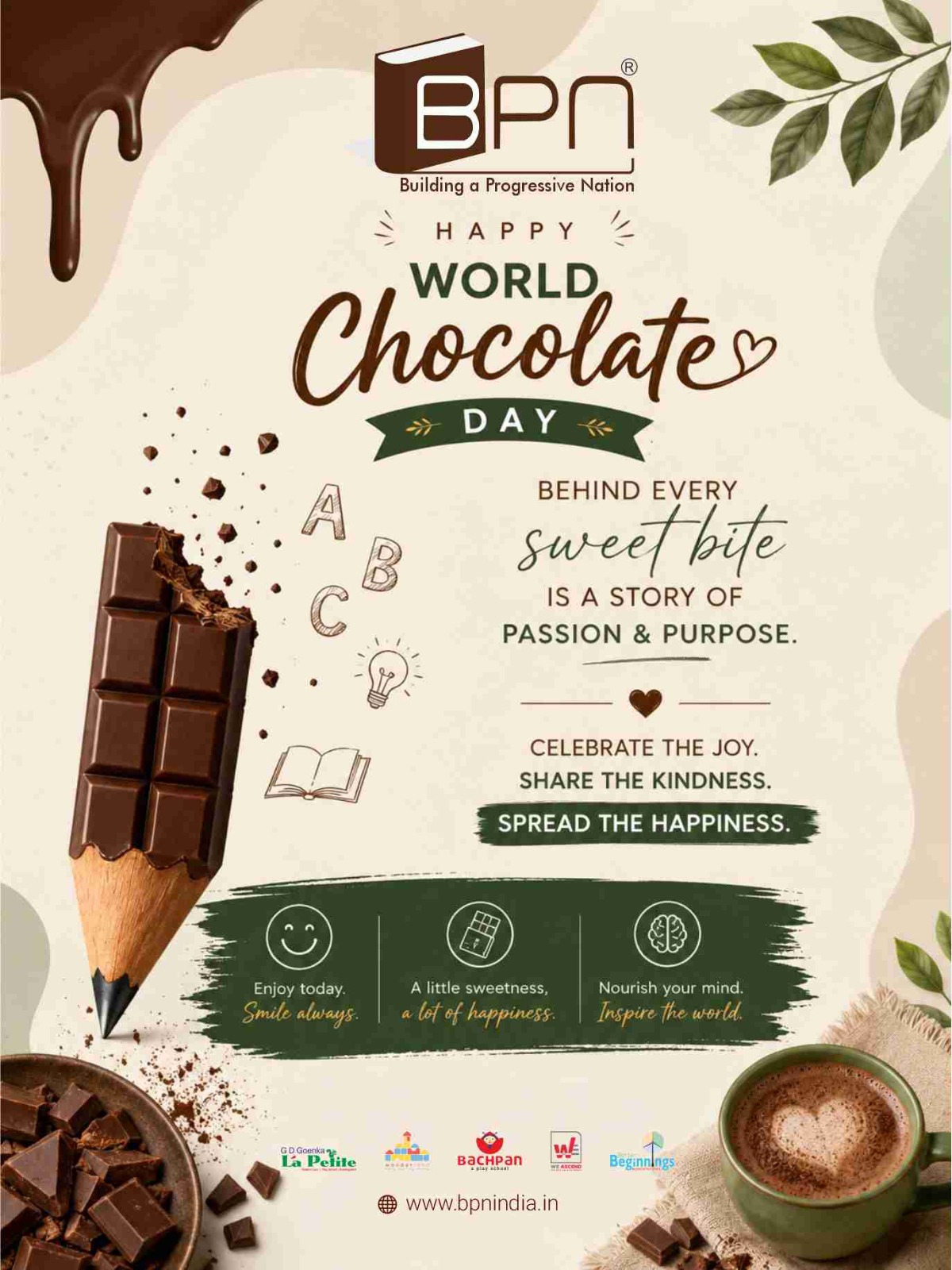 World Chocolate Day!🍫

Life is always a little sweeter with chocolate! Today is the perfect excuse to indulge in your favorite treat and share a little sweetness with the people around you.

May your day be filled with smiles, happiness, and lots of delicious moments.

Happy World Chocolate Day!

#WorldChocolateDay #ChocolateLover #SweetMoments #CelebrateLife #Happiness #Chocolate #BPNIndia