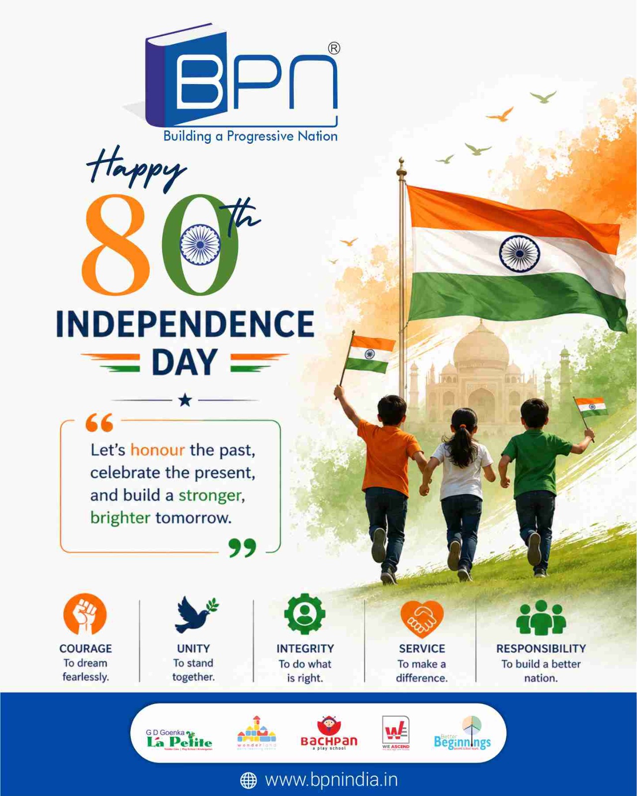 Little hands, big dreams, and a heart full of pride! 🇮🇳

This Independence Day, let’s celebrate the spirit of freedom and inspire our little ones to dream, learn, and grow into a brighter India.

#IndependenceDay #HappyIndependenceDay #ProudIndian #LittlePatriots #India #Freedom #YoungMinds #GrowingTogether #BPNIndia