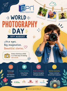 Click, smile, capture! 📸

This World Photography Day, let’s celebrate the little moments, big smiles, and beautiful memories that make childhood so special.

Every picture tells a story!

#WorldPhotographyDay #CaptureTheMoment #ChildhoodMemories #LittleMoments #HappyChildhood #LittleExplorers #MemoriesForLifen #bpnindia