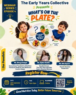Meet the voices behind the conversation on your child’s plate! 🥗✨
What does a truly balanced meal look like for a growing child? And how can parents turn everyday mealtimes into healthier habits?
For Episode 4 of The Early Years Collective Webinar Series—“WHAT’S ON THE PLATE?” we’re bringing together an insightful panel of experts and educators to explore the essentials of childhood nutrition.
Ms. Shreya Katyal — Consultant Paediatric Dietitian
Ms. Dipika Chadha — Headmistress, The Shri Ram Wonder Years, Sharda Niketan
Ms. Ritu Kapoor — Host & Session Moderator
Together, they’ll share practical insights to help parents understand balanced meals, portion sizes, picky eating and healthy food habits.
📅 26th September 2026 | 11 AM–12 PM | Online
Because raising healthy children starts with understanding what goes on their plate.
#TheEarlyYearsCollective #WhatsOnThePlate #ChildNutrition #KidsNutrition #parentingtips