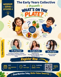 Meet the voices behind the conversation on your child’s plate! 🥗✨

What does a truly balanced meal look like for a growing child? And how can parents turn everyday mealtimes into healthier habits?

For Episode 4 of The Early Years Collective Webinar Series—“WHAT’S ON THE PLATE?” we’re bringing together an insightful panel of experts and educators to explore the essentials of childhood nutrition.

Ms. Shreya Katyal — Consultant Paediatric Dietitian
Ms. Dipika Chadha — Headmistress, The Shri Ram Wonder Years, Sharda Niketan
Ms. Ritu Kapoor — Host & Session Moderator

Together, they’ll share practical insights to help parents understand balanced meals, portion sizes, picky eating and healthy food habits.

📅 26th September 2026 | 11 AM–12 PM | Online

Because raising healthy children starts with understanding what goes on their plate. 

#TheEarlyYearsCollective #WhatsOnThePlate #ChildNutrition #KidsNutrition #parentingtips
